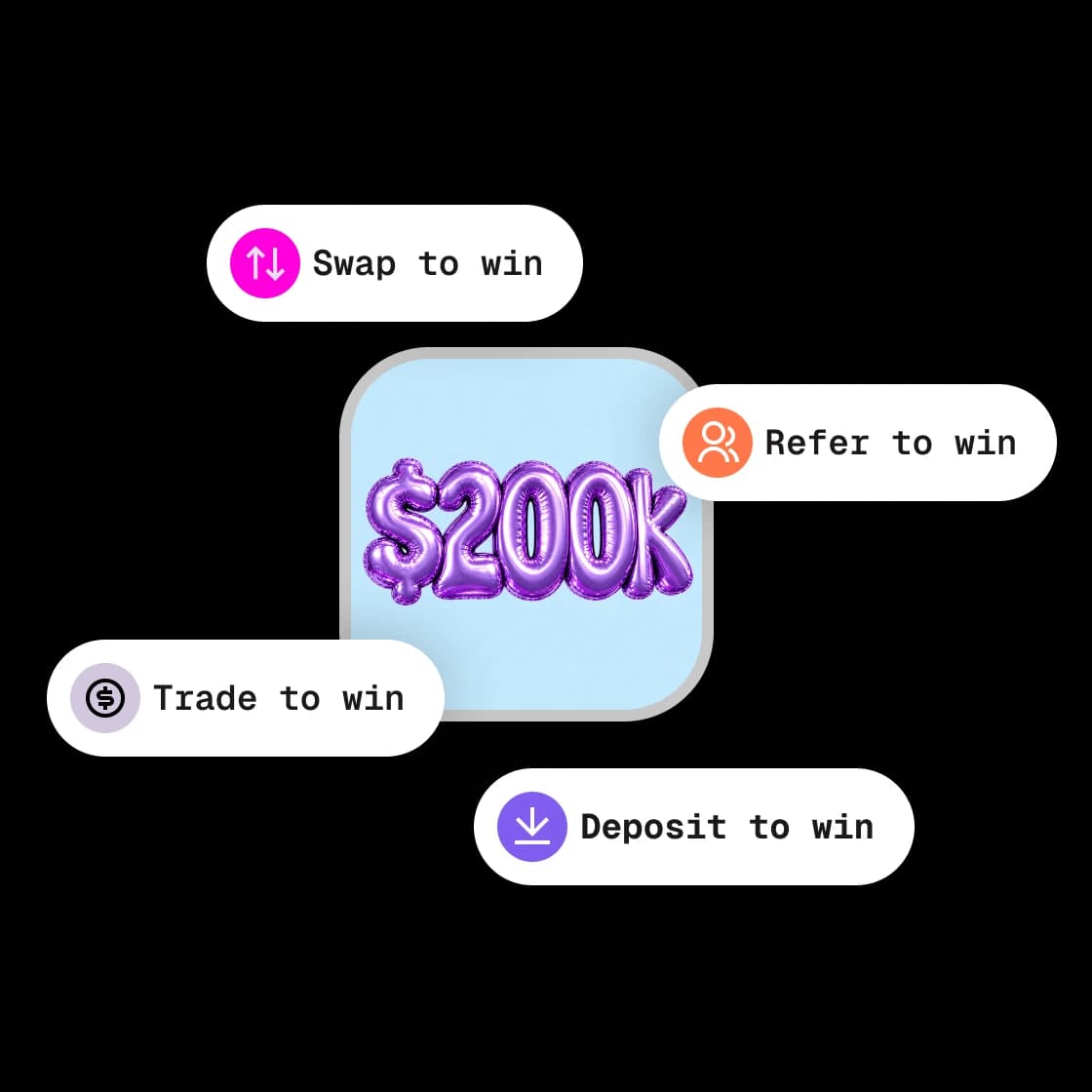 Swap, refer, trade or deposit to win $200K